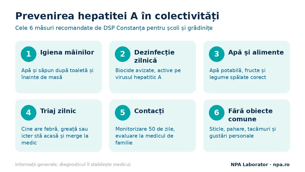 Prevenirea hepatitei A în școli și grădinițe: cele 6 măsuri DSP Constanța